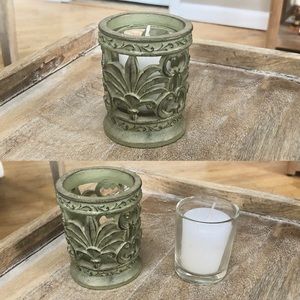 Crazy Mountain Votive Holder with Glass and Candle